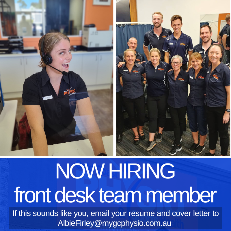 Front Desk Team Member wanted to Join Our Team Sports Physio Massage Gold Coast Ashmore