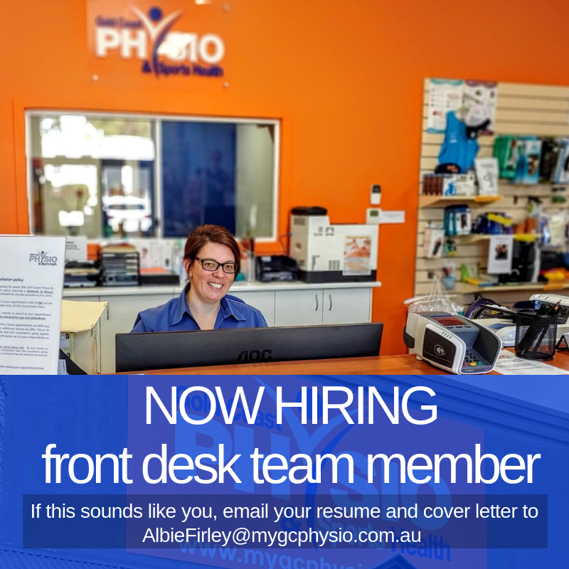 frontdesk hiring Sports Physio Massage Gold Coast Ashmore, Burleigh