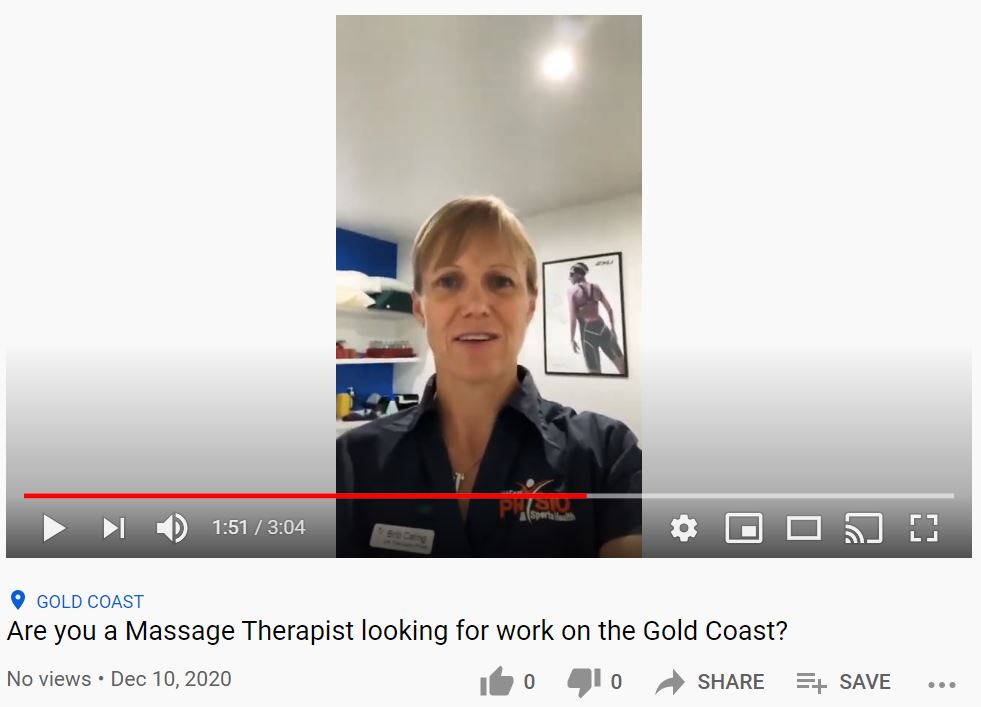 Massage Therapist job gold coast Sports Physio Massage Gold Coast