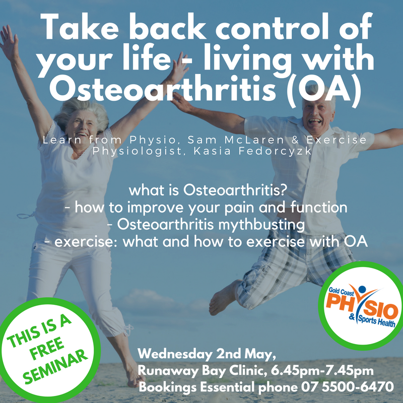 Living with Osteoarthritis a free Seminar Sports Physio Massage Gold