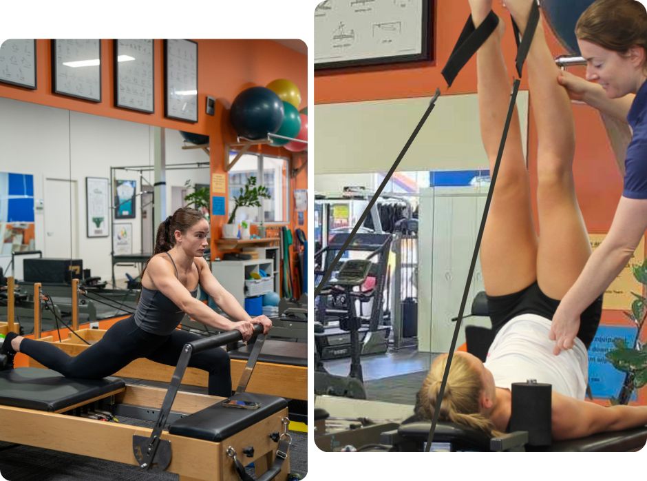 Athletes training Pilates